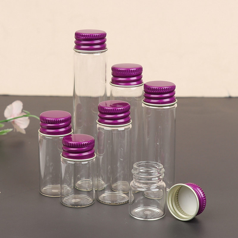 Food Storage Glass Box - 10Pcs 5/7/10/14/20/26ML Glass Bottles with Aluminium