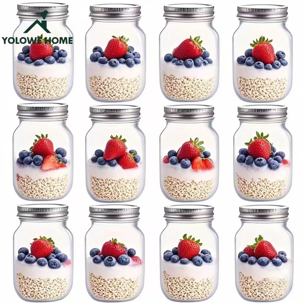 Food Storage Glass Box - 6Pcs, 12Pcs, 500Ml/16Oz, Glass Mason Jars,