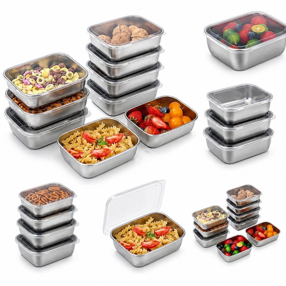 Food Storage Kitchen Container Set - 6PCS Stainless Steel Food Storage Containers