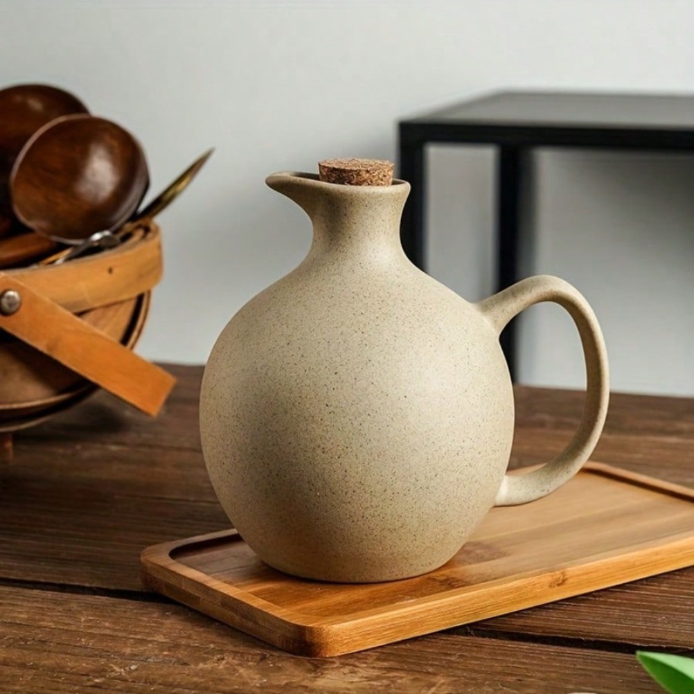 Food Storage Kitchen Container Set - Coarse Pottery Style Large Capacity Oil