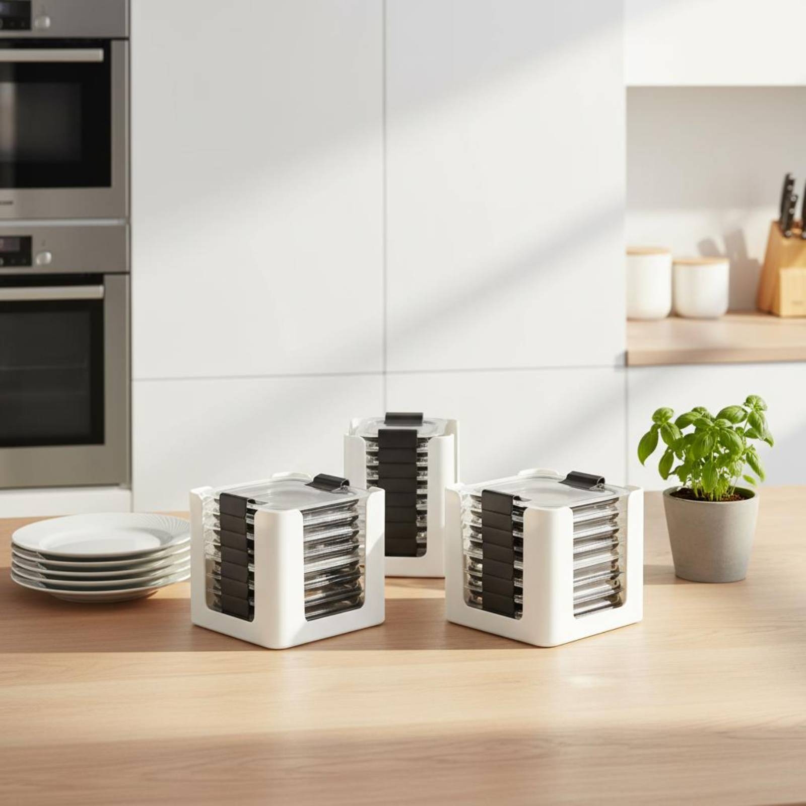 Food Storage And Organizer - 3 Pieces Lid Storage Rack Rectangular
