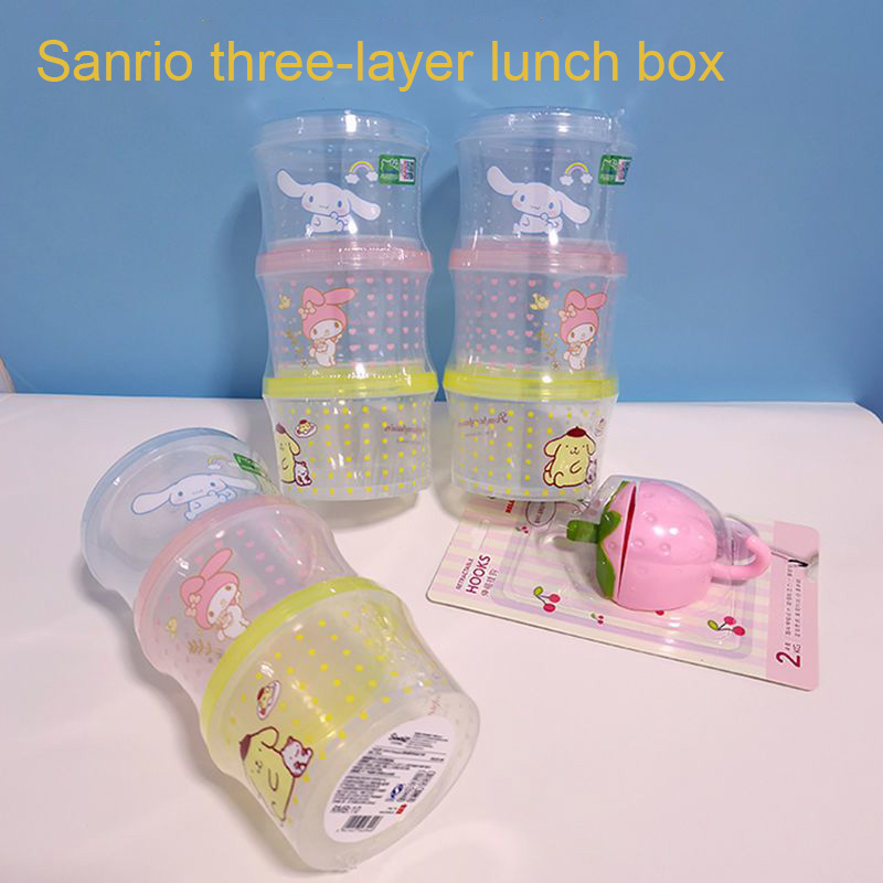 Food Storage Kitchen Container Set - Kitty Bento Box Set 3 Pieces