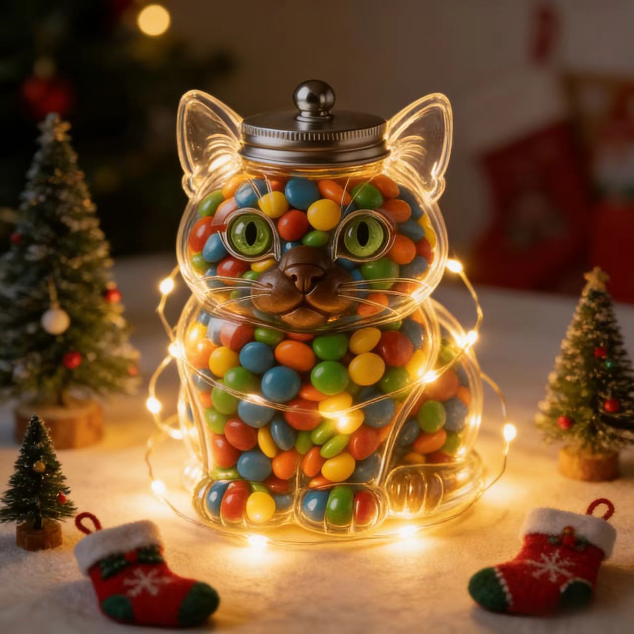 Cute Cat Shaped Glass Candy Ja - огляд і ціна Food Storage Glass Box