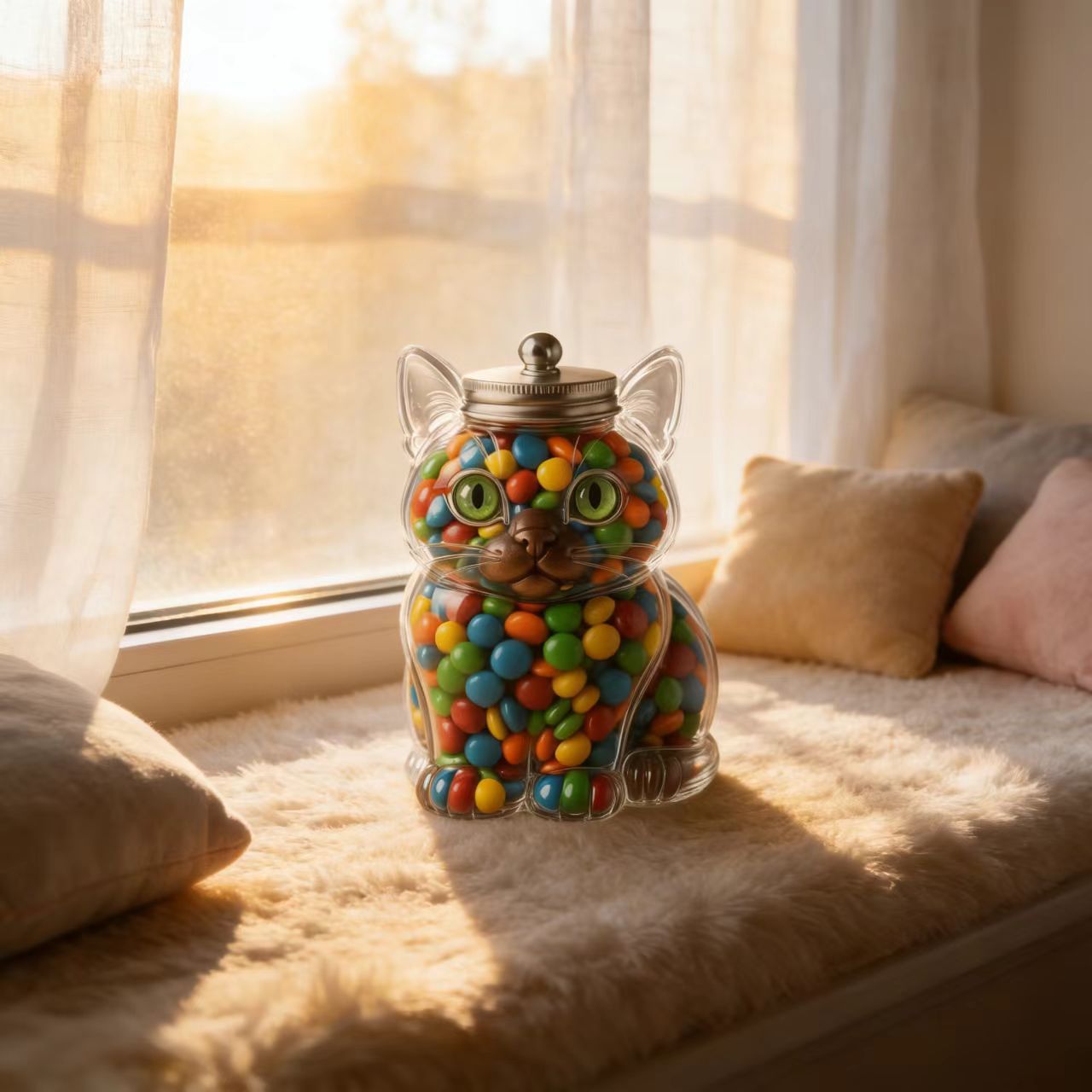Cute Cat Shaped Glass Candy Ja - огляд і ціна Food Storage Glass Box