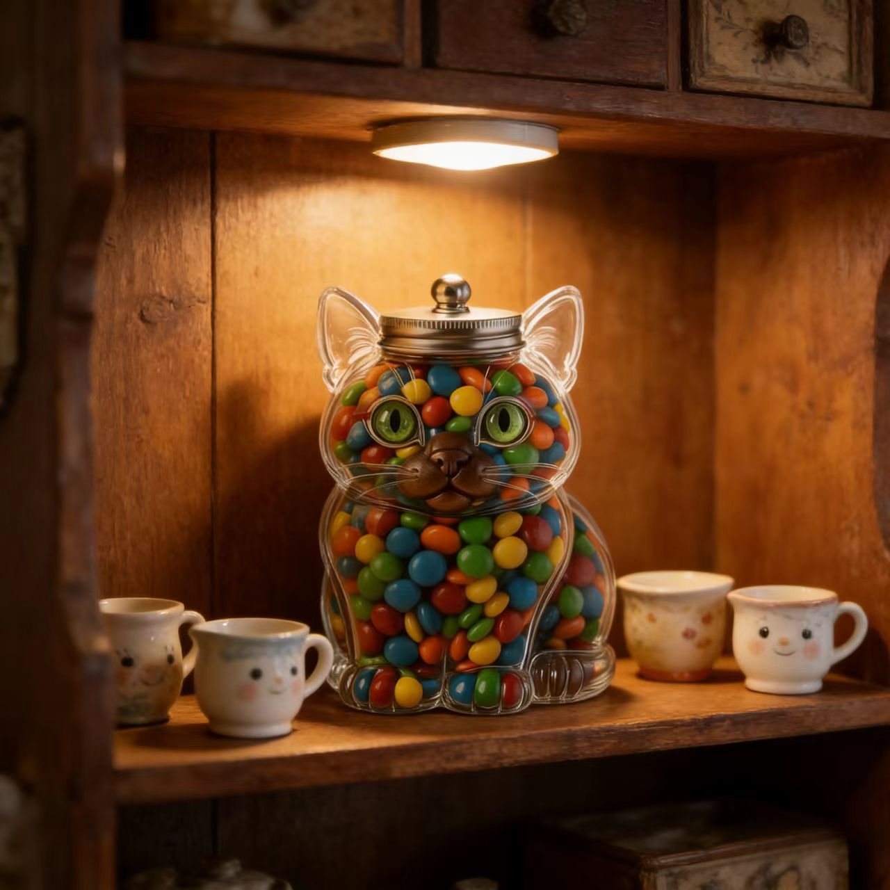 Cute Cat Shaped Glass Candy Ja - огляд і ціна Food Storage Glass Box