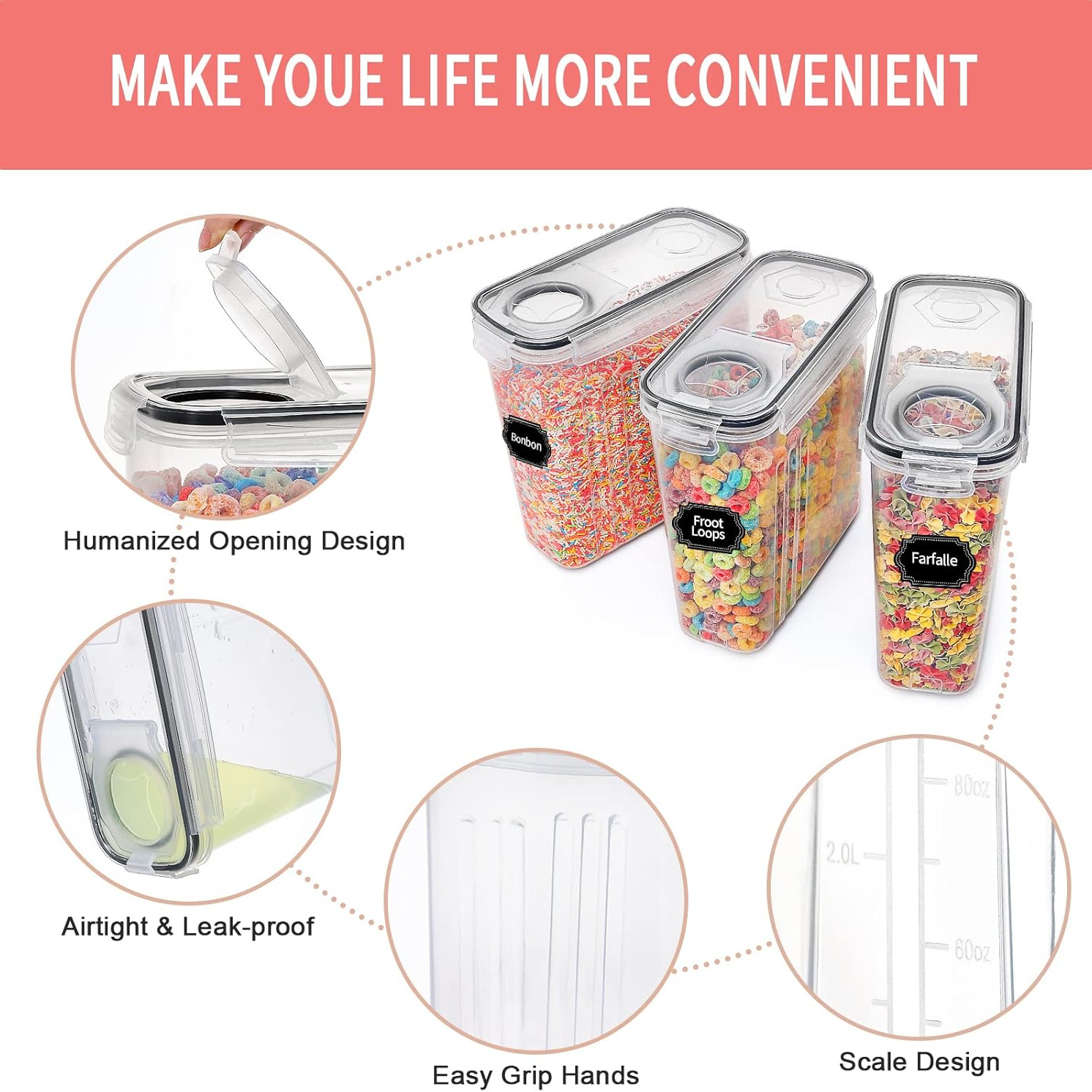 2.5L Cereal Storage Containers - огляд і ціна Food Storage Kitchen Container Set