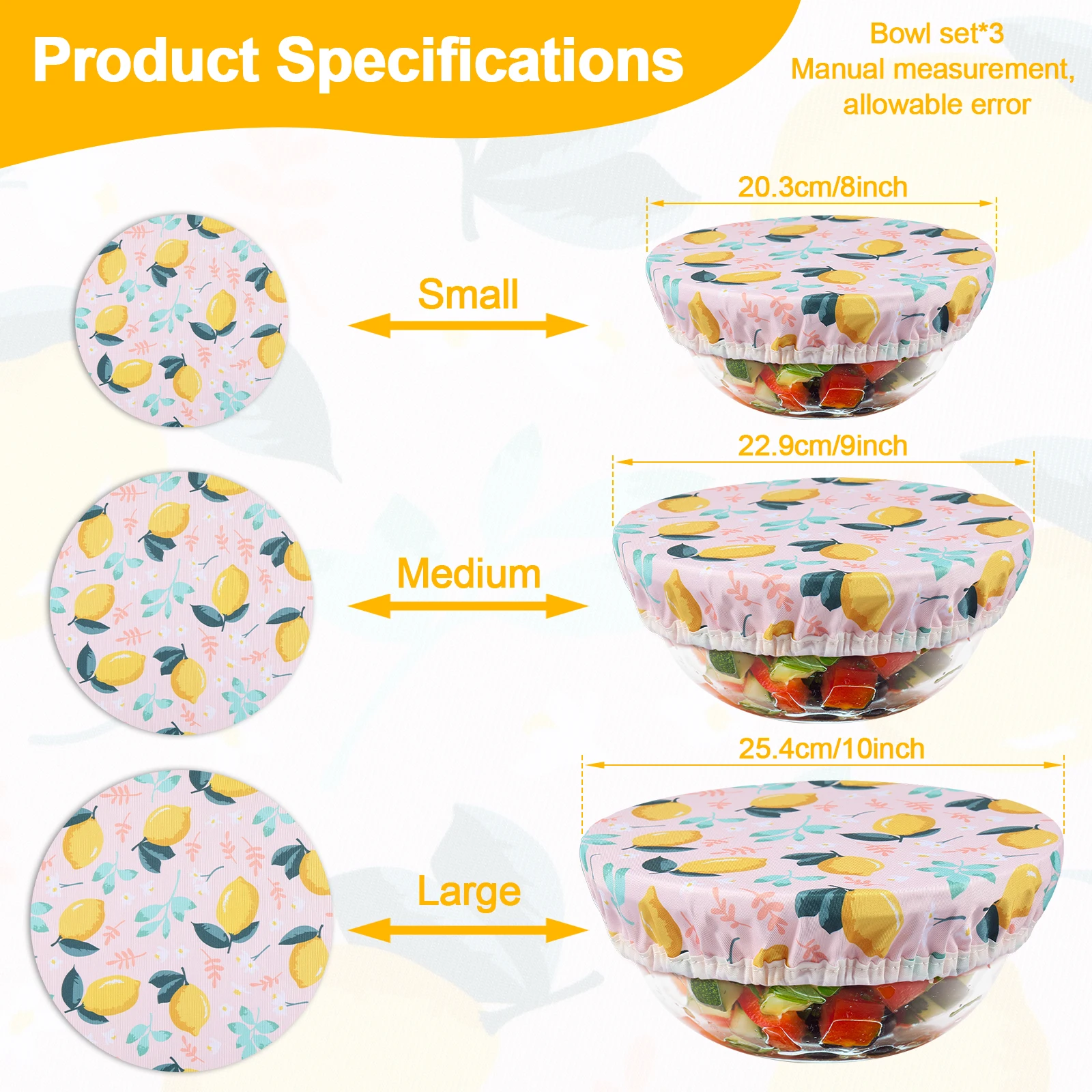 3Pcs Bowl Covers Set Elastic R - огляд і ціна Food Storage Kitchen Container Set