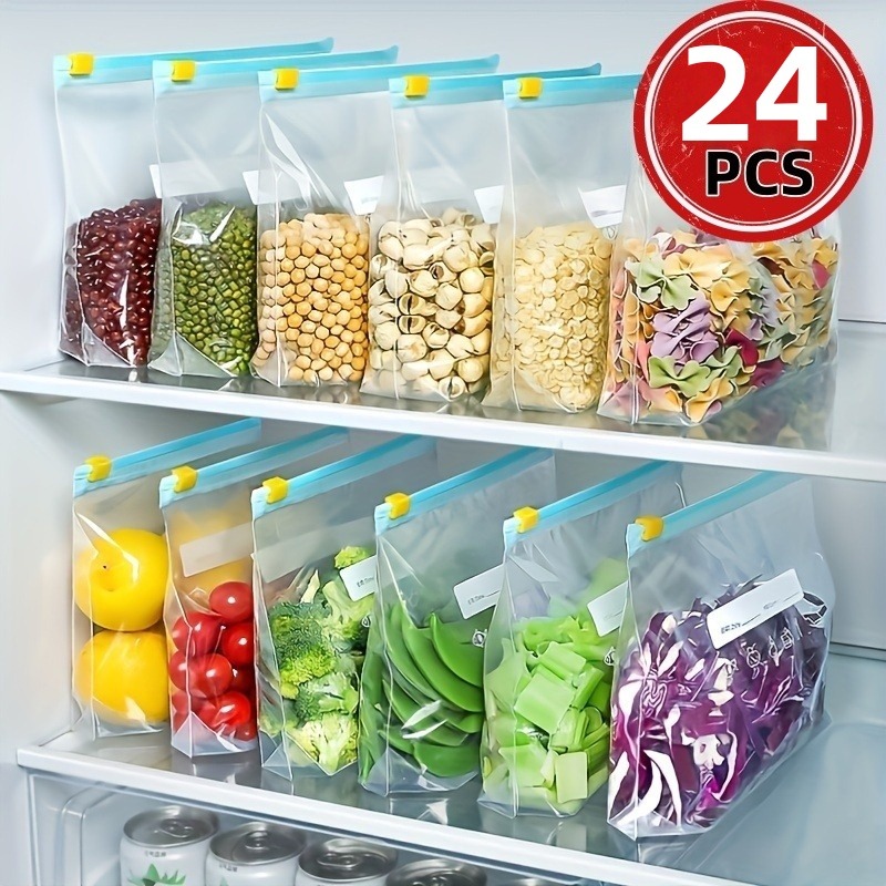 24Pcs Reusable Ziplock Food St - огляд і ціна Food Storage Ziploc Bags