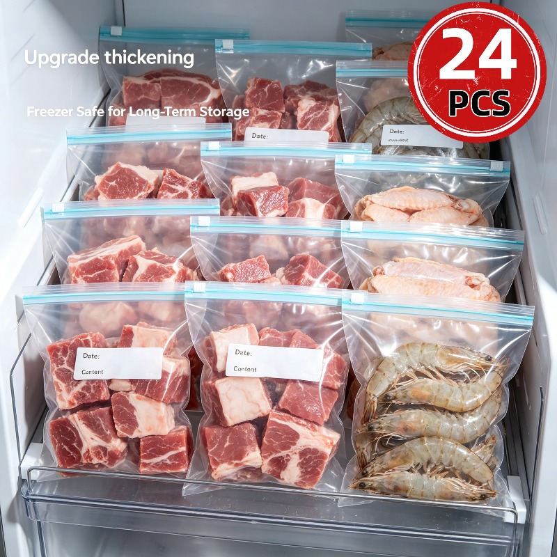 24Pcs Reusable Ziplock Food St - огляд і ціна Food Storage Ziploc Bags