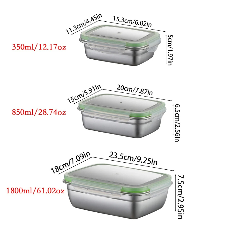 304 Stainless Steel Lunch Box  - огляд і ціна Food Storage Kitchen Container Set