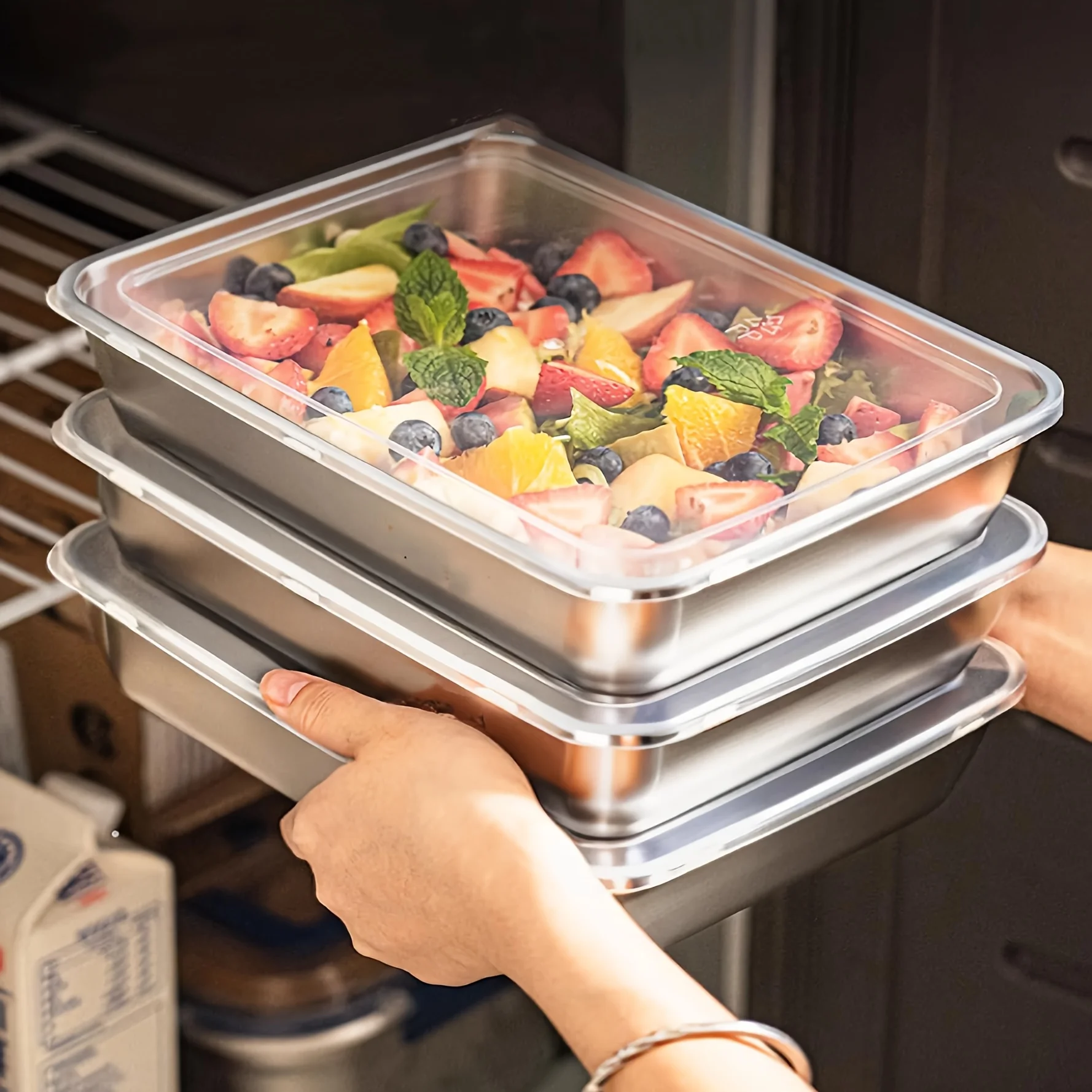 3pcs Stainless Steel Food Cont - огляд і ціна Food Storage Meals