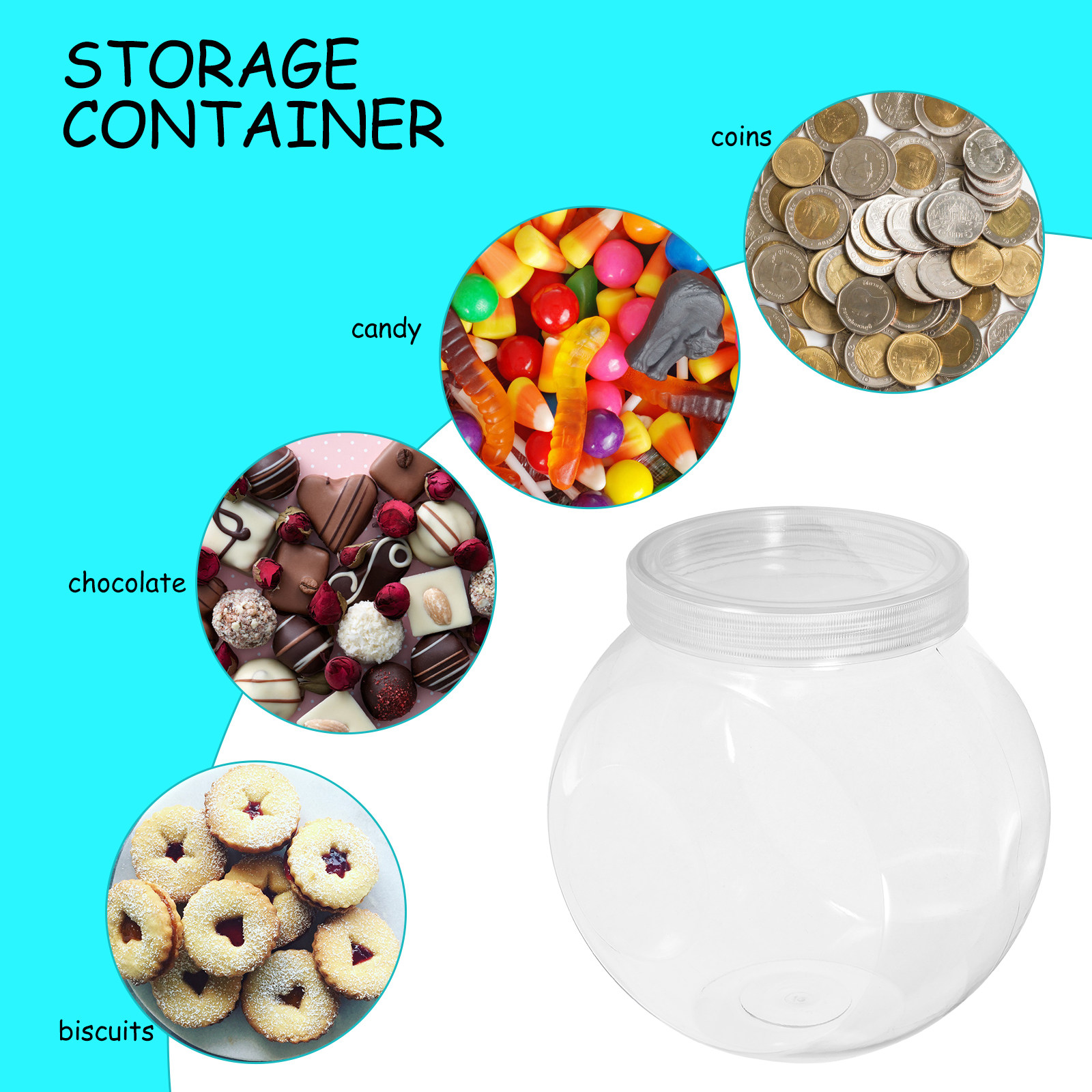 3Pcs Clear Sweet Jar 1500Ml Ro - огляд і ціна Food Storage Lid