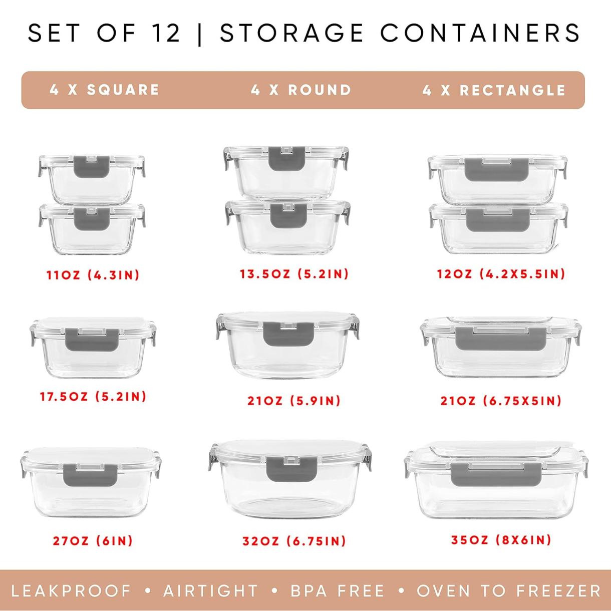 24pc Borosilicate Glass Storag - огляд і ціна Food Storage Tupperware