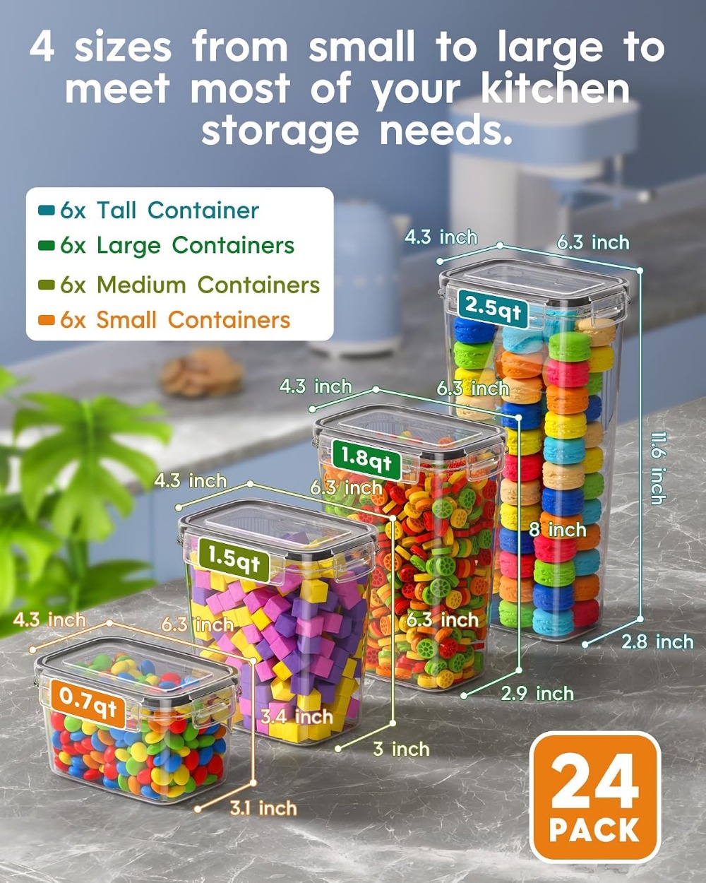 24 PCS Airtight Food Storage C - огляд і ціна Food Storage Lid
